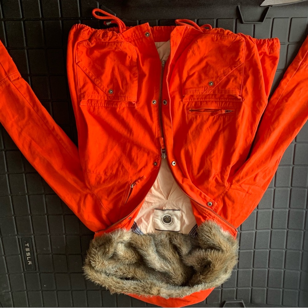 Anthropologie Daughters of the Liberation Fur Lined Hood Utility Jacket Coat